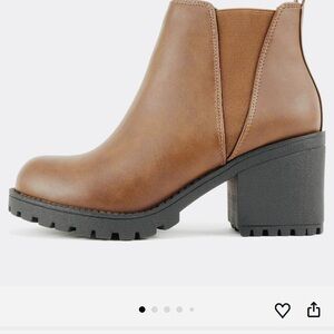 Soda Tan Ankle Booties with Black Sole